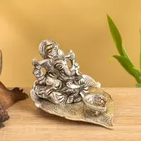 Подставка под благовония «Ганеша на листе», 12.5×10×6.7 см, алюминий