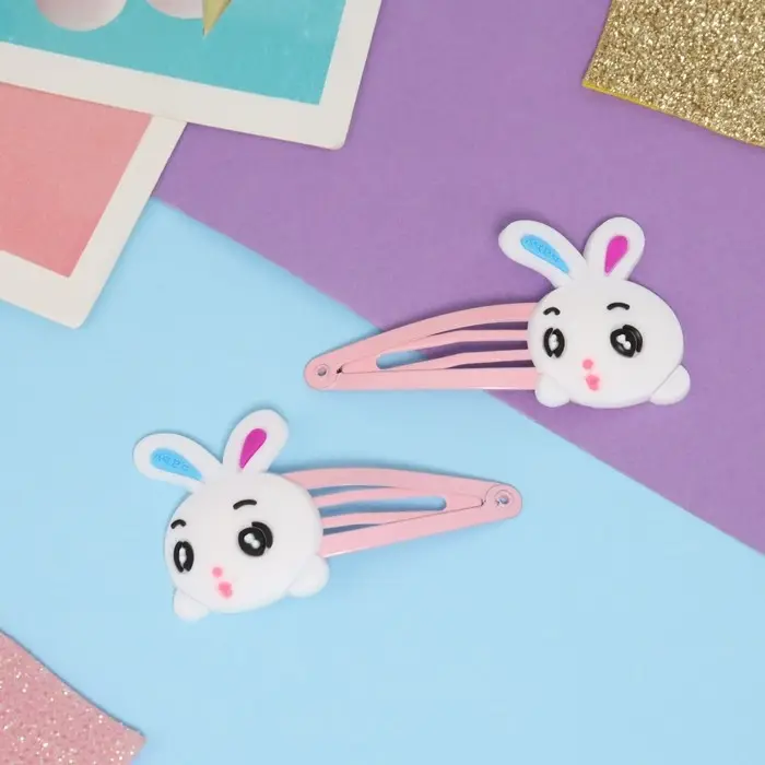 Невидимка для волос  Невидимка для волос "Адель" (набор 2 шт) милый зайка, 5,5 см