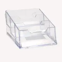 Подставка для визиток, прозрачная, 3 отделения