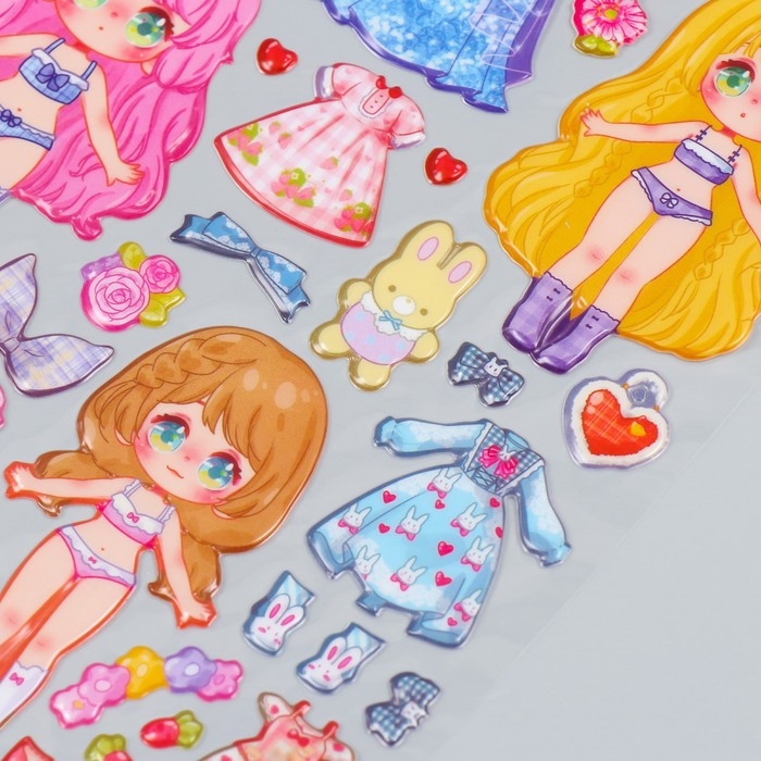 Наклейка пластик 2 листа Наклейка пластик 2 листа "Гардероб маленькой принцессы" МИКС 29х30,5 см