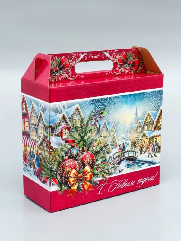 Коробка подарочная новогодняя «Рождественский город» 34×14×35.5 см Коробка подарочная новогодняя «Рождественский город» 34×14×35.5 см