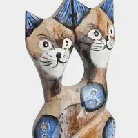 Сувенир интерьерный &laquo;Сиамские кошечки&raquo;, 12&times;3&times;30 см, дерево, цв. синий