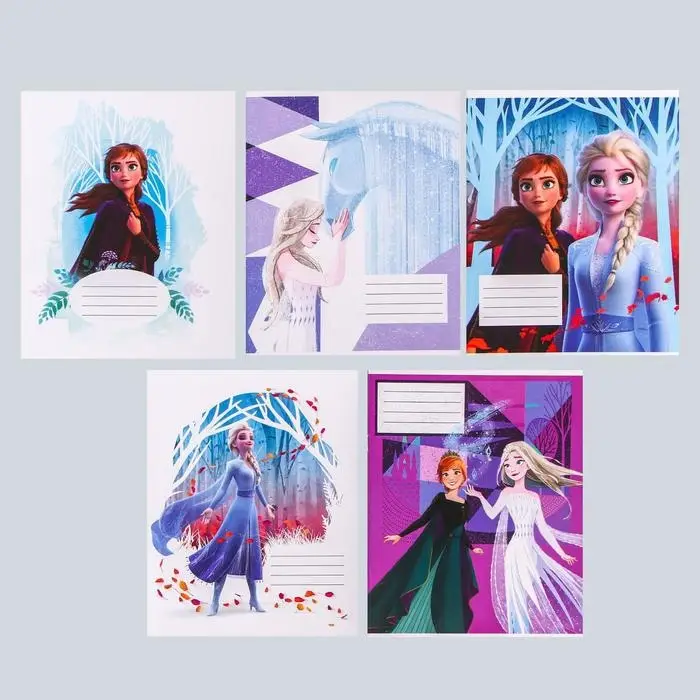 Тетрадь в клетку 12 листов, 5 видов МИКС, обложка мелованная бумага, &laquo;Холодное сердце&raquo;