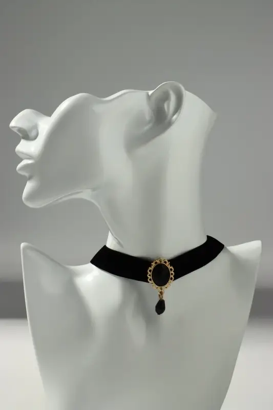 Чокер &laquo;Александрия&raquo;, ажур, овал, чёрный в золоте, 30 см