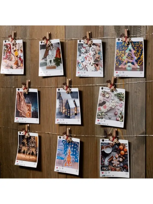 Гирлянда &laquo;Нить&raquo; 2 м, роса с насадками &laquo;Прищепки-оленёнок&raquo;, IP20, серебристая нить, 20 LED, от батареек АА&times;2, свечение тёплое белое