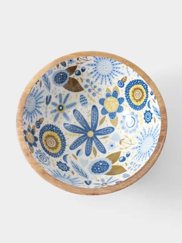 Салатник &laquo;Васильки&raquo;, 25&times;25&times;10 см, дерево манго