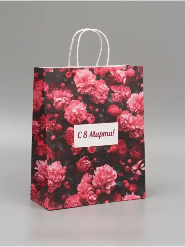 Пакет подарочный крафт &laquo;С 8 Марта&raquo; 25&times;12&times;32 См