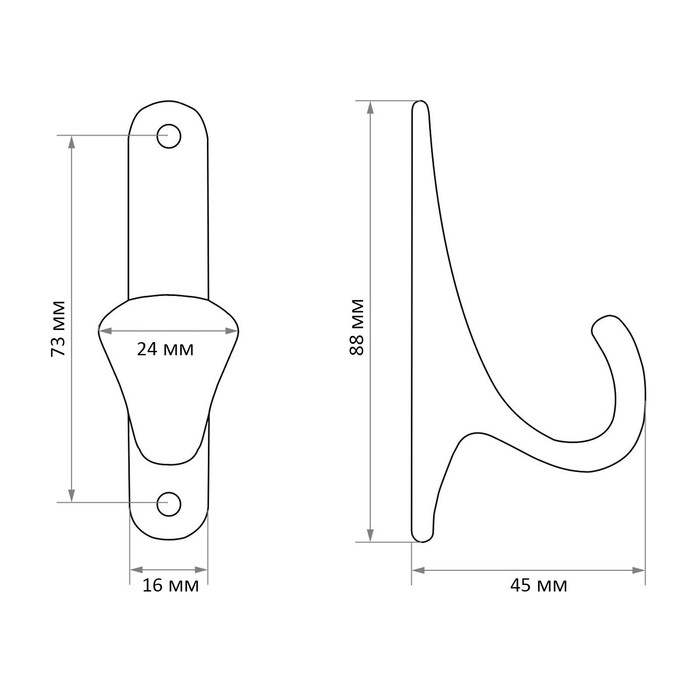Крючок мебельный CAPPIO DAWN, однорожковый, черный Крючок мебельный CAPPIO DAWN, однорожковый, черный