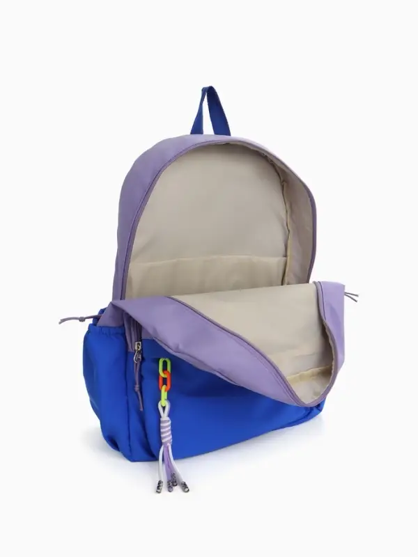 Рюкзак молодёжный на молнии, с карманами, двухцветный, размер 31&times;15&times;46 см, сиреневый