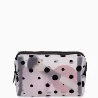Косметичка дор Горох, сетка 18*7,5*10, отд на молнии, белый Косметичка дор Горох, сетка 18*7,5*10, отд на молнии, белый