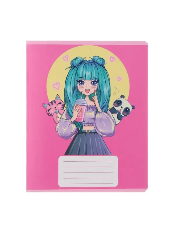 Комплект тетрадей из 10 штук, 12 листов в частую косую линию Calligrata "Аниме", обложка мелованный картон, ВД-лак, блок офсет, 5 видов по 2 штуки