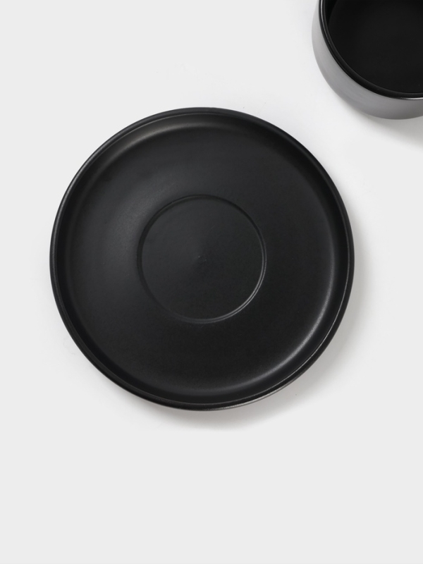 Набор чайный на 1 персону Доляна "Гранит" блюдце 15,5х см, кружка 12х9х7,5 см, черный мат