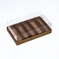 Кондитерская коробка складная под 5 эклеров, крафт, 22×13.5×7 см