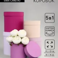 Набор шляпных подарочных коробок 5 в 1&laquo; Нежность&raquo;, 23&times;23 - 14&times;14 см