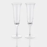 Набор бокалов для шампанского "Френч" 2 шт, 7,3х24 см, прозрачные Набор бокалов для шампанского "Френч" 2 шт, 7,3х24 см, прозрачные