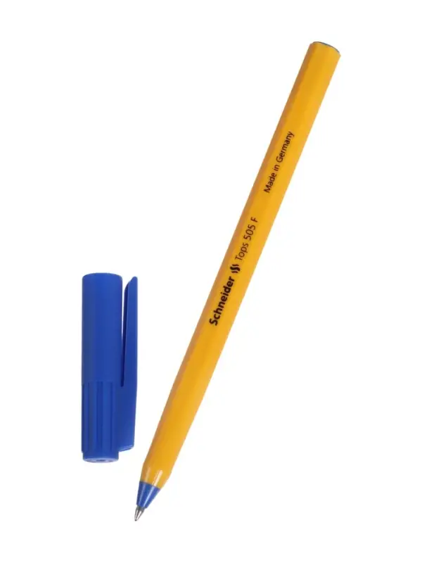 Ручка шариковая Schneider. Tops 505 F, синий стержень, узел 0.8 мм, светостойкие чернила, оранжевый корпус