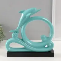 Фигурка керамика &laquo;Дельфин на волнах&raquo;, бирюзовый, 7.5&times;27.5&times;27 см