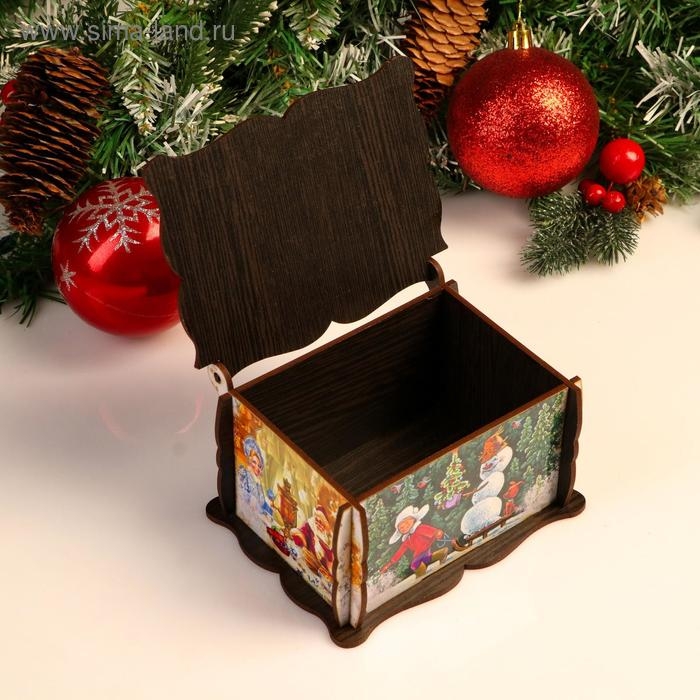 Шкатулка средняя новогодняя  Шкатулка средняя новогодняя "Тройка", 14х11,7х7,5 см