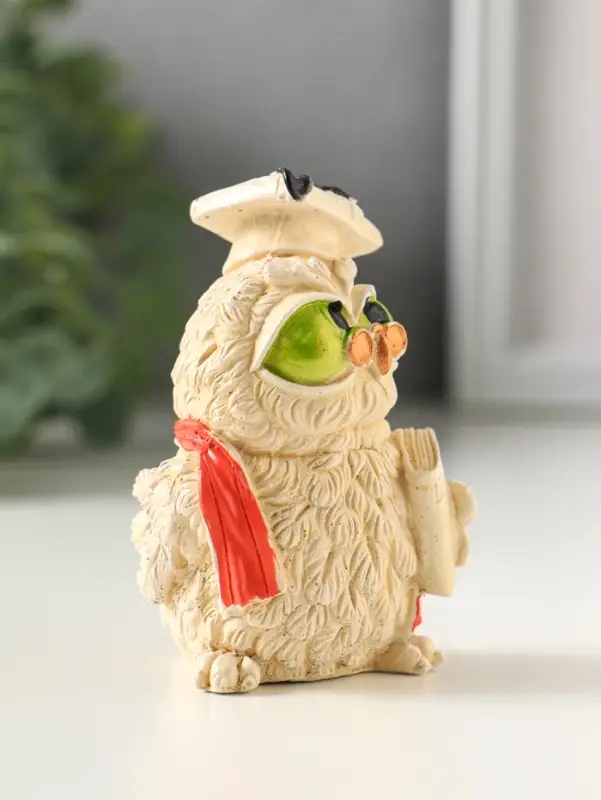 Фигурка гипс &laquo;Сова с дипломом&raquo;, слоновая кость, 8&times;5 см