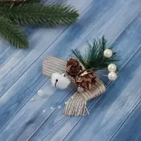 Ёлочные игрушки 2 шт. &laquo;Зимнее волшебство. Композиция на бантике с бубенчиком&raquo;, 11&times;9 см