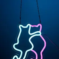 Неоновая вывеска &laquo;Котики&raquo;, 21&times;26 см, от USB, свечение голубое, розовое