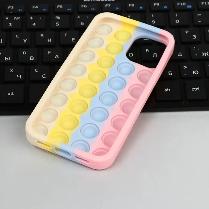 Чехол POP IT, для iPhone 12 mini, силиконовый, разноцветный Чехол POP IT, для iPhone 12 mini, силиконовый, разноцветный