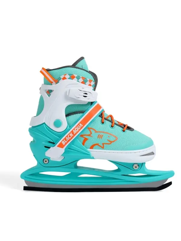 Коньки детские раздвижные BlackAqua, р. 31-34, для фитнеса, мятные, оранжевые Коньки детские раздвижные BlackAqua, р. 31-34, для фитнеса, мятные, оранжевые
