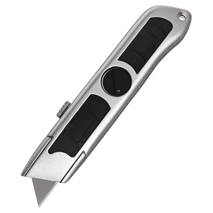 Нож универсальный трапециевидный 19 мм, фиксатор, корпус металл, Zinc-alloy, TOP