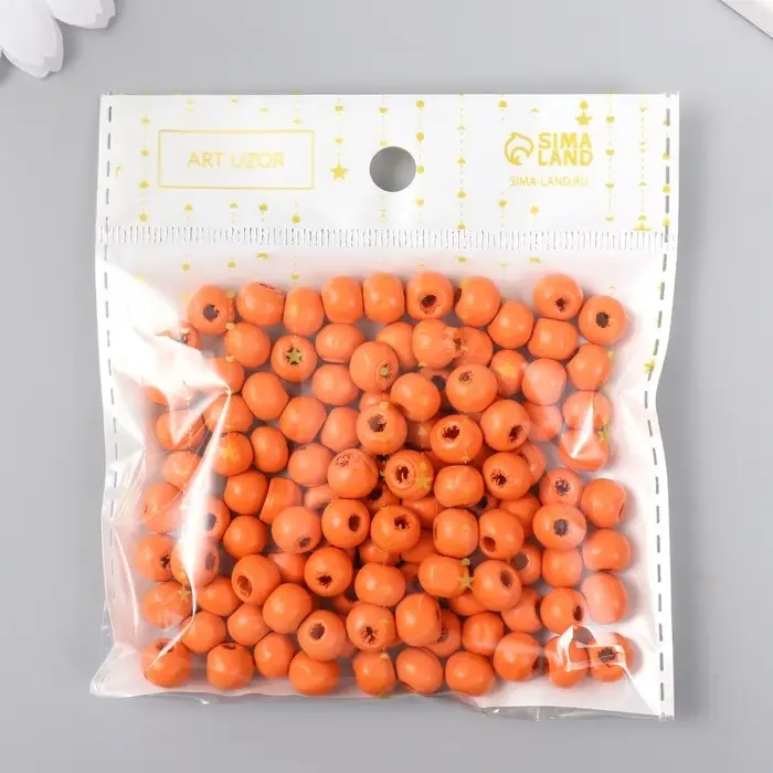 Бусины для творчества дерево "Пламя" d-0,8 см, набор 20 гр