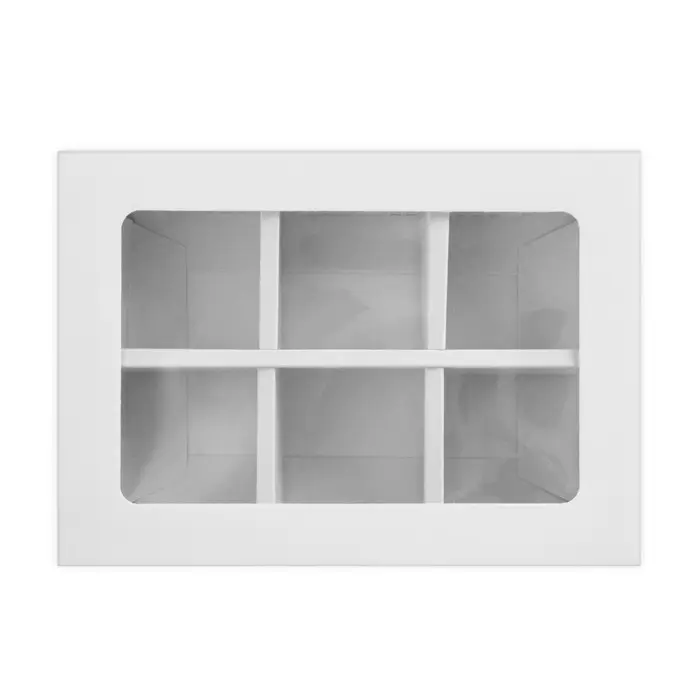 Коробка для 6 конфет с окном, белая, 13.7&times;9.85&times;3.85 см