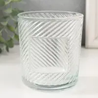 Подсвечник стеклянный &laquo;Наклонные линии&raquo; 350 мл, 8.5&times;8.5&times;10 см