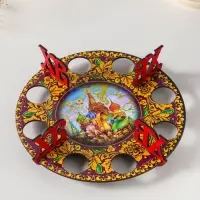 Подставка пасхальная на 8 яиц "Собор с хохломой".