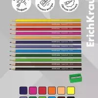 Карандаши 12цв, ErichKrause "Aquamarine", пластик, трехгр., с точилкой, европодвес