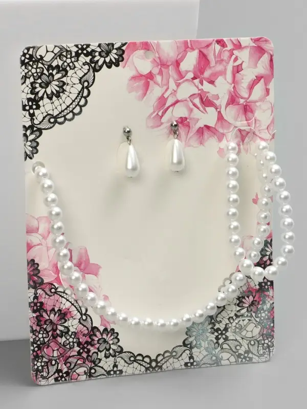 Набор 3 предмета: серьги, бусы, браслет &laquo;Классика&raquo;, белый, 45 см