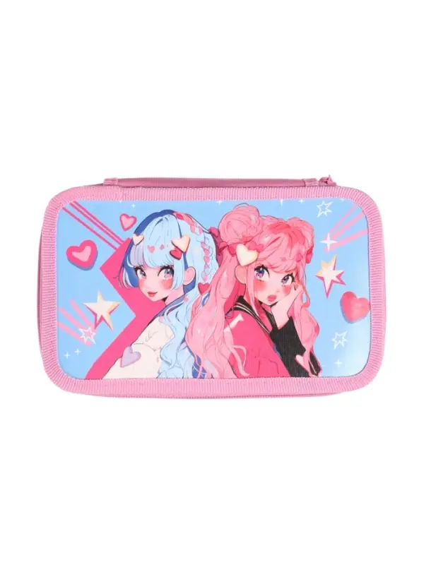 Пенал 3 секции, 125 х 205 х 55 мм, Calligrata 30П26/3 Пенал 3 секции, 125 х 205 х 55 мм, Calligrata 30П26/3 "Аниме подружки", ламинированный картон