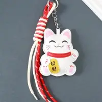 Брелок на карабине кожзам, текстиль "Манэки-нэко" с узлом 27х8х3 см