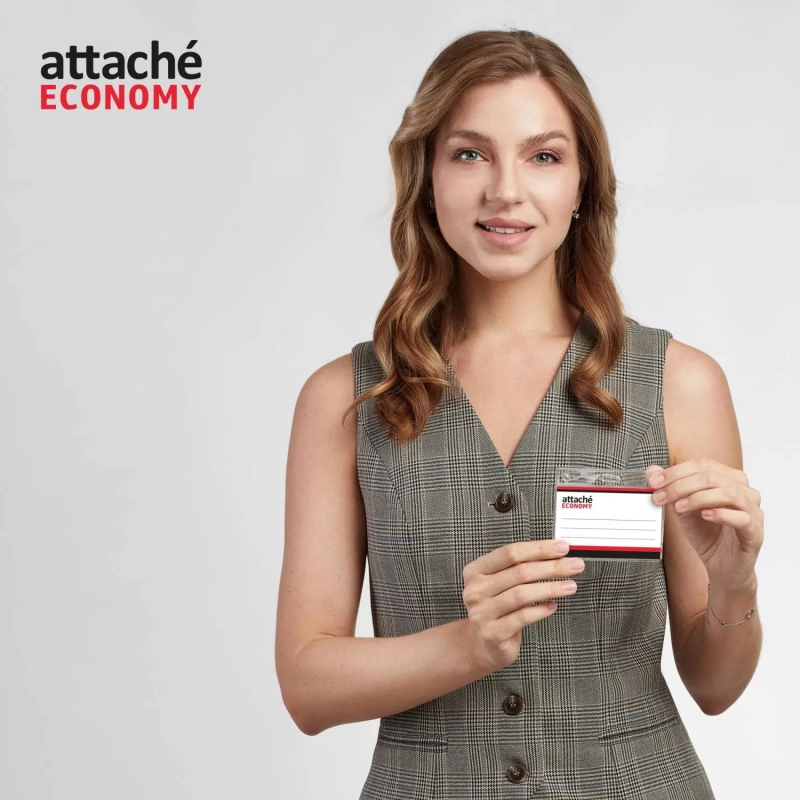 Бейдж Attache Economy 108x66 150 мкм без шнурка, вкладыш 90x60 5шт/уп