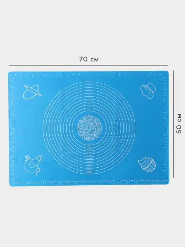 Коврик для выпечки и раскатки теста с разметкой Доляна &laquo;Эрме&raquo;, силикон, 70&times;50 см, синий