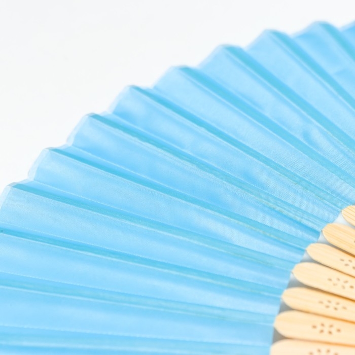 Веер бамбук, текстиль h=21 см  Веер бамбук, текстиль h=21 см "Моноцвет" в коробке, голубой