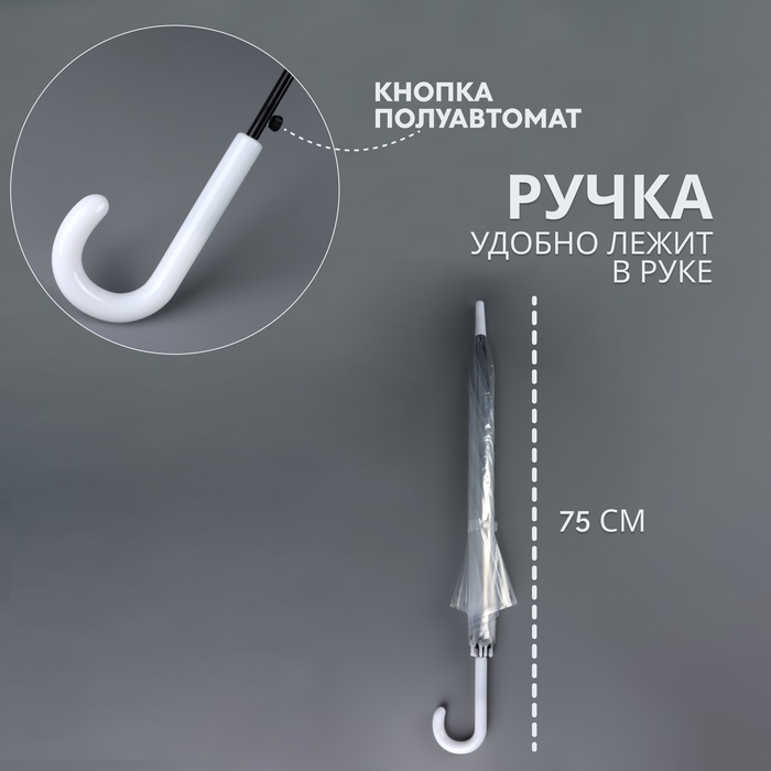 Зонт - трость полуавтоматический «Каркас», 8 спиц, R = 45/55 см, D = 110 см, цвет МИКС Зонт - трость полуавтоматический «Каркас», 8 спиц, R = 45/55 см, D = 110 см, цвет МИКС