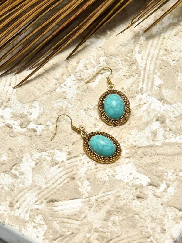 Серьги «Бирюзовый мир» круг, цвет голубой в чернённом серебре Серьги «Бирюзовый мир» круг, цвет голубой в чернённом серебре