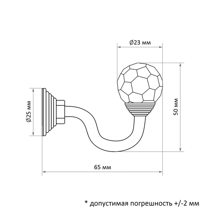Крючок для штор KS007, однорожковый, цвет хром Крючок для штор KS007, однорожковый, цвет хром