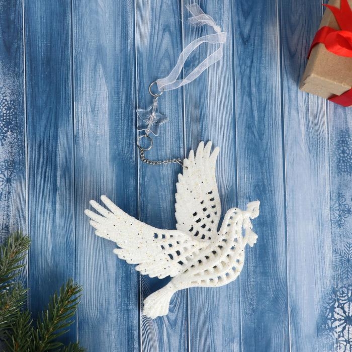 Украшение ёлочное Украшение ёлочное "Голубь с веткой" 12,5х11,5 см, белый