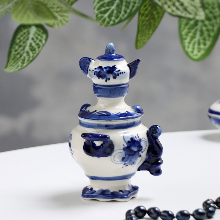 Сувенир  Сувенир "Самовар", малый, гжель, фарфор, 12х10 см