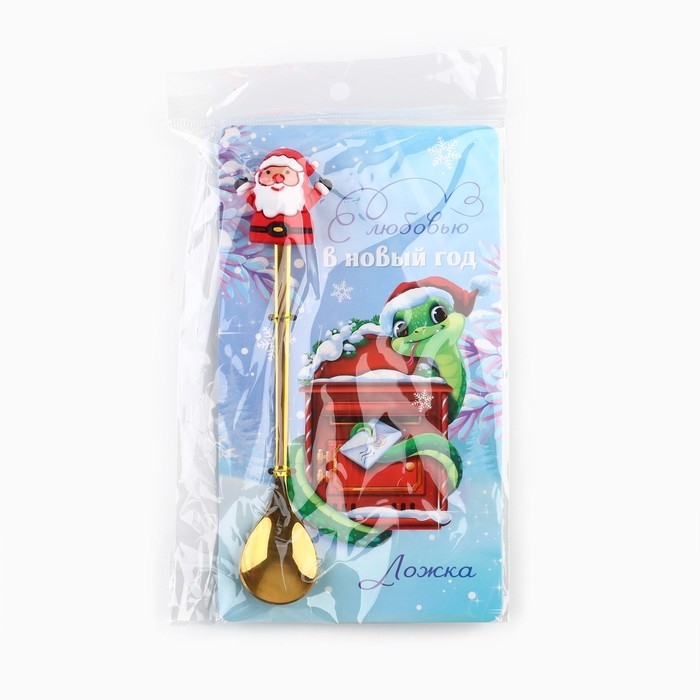 Ложка новогодняя с резиновым доп.элементом «Новый год: С любовью», 3,5 х 16 см Ложка новогодняя с резиновым доп.элементом «Новый год: С любовью», 3,5 х 16 см