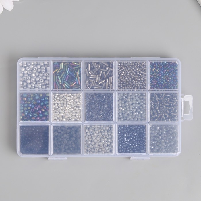 Бисер стекло 6/0, 8/0, 12/0 в шкатулке  Бисер стекло 6/0, 8/0, 12/0 в шкатулке "Чёрный" стеклярус 15,5х9,5х1,6 см