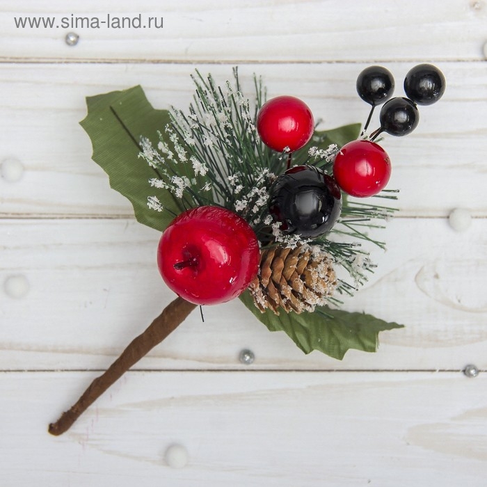 Декор  Декор "Зимние мечты" ягоды и шишка, 20 см