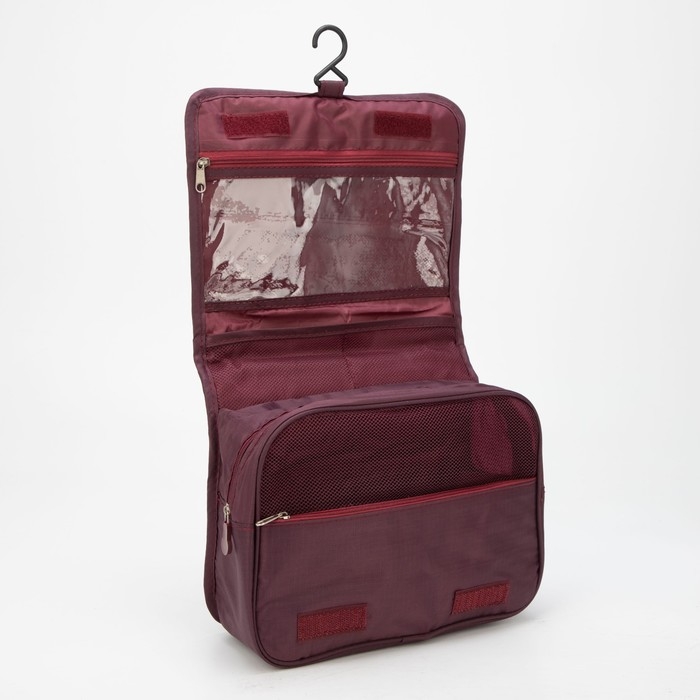 Косметичка-несессер на липучках, с крючком, цвет бордовый Косметичка-несессер на липучках, с крючком, цвет бордовый