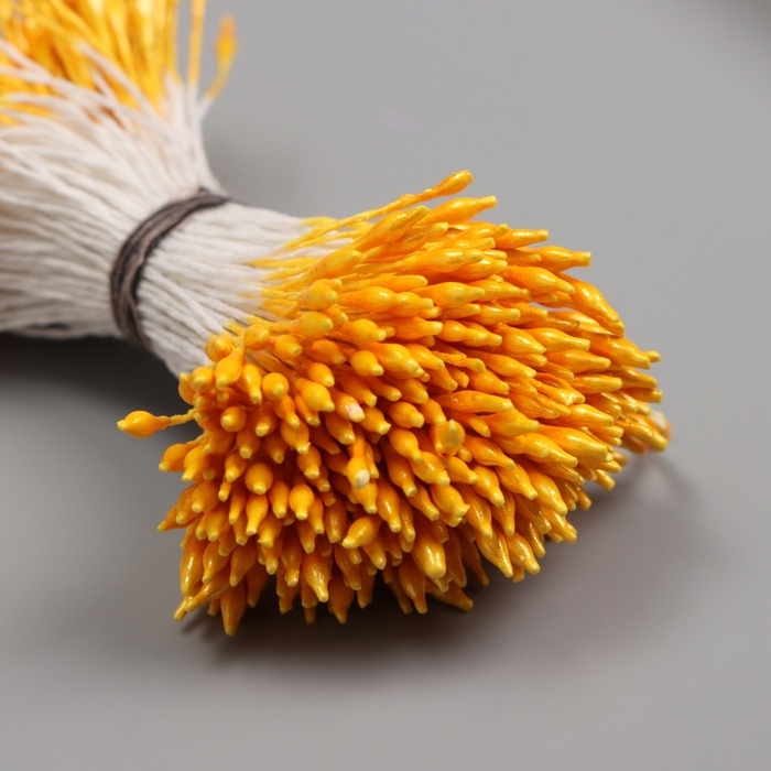 Тычинки для искусственных цветов глянец "Рисинки"  светло-оранжевый набор 360 шт длина 6 см    10705