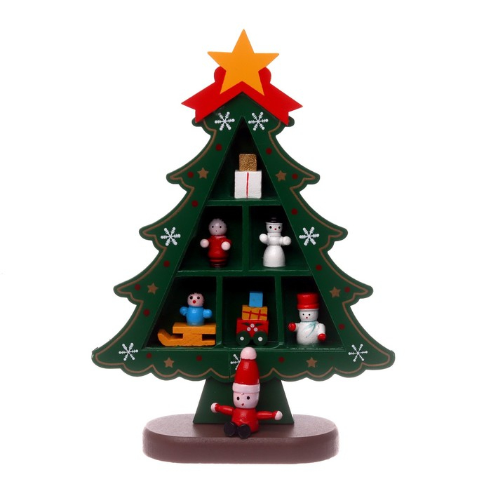 Новогодний сувенир «Ёлка с ячейками под подарки», 14,5 × 19,5 см, зелёная Новогодний сувенир «Ёлка с ячейками под подарки», 14,5 × 19,5 см, зелёная